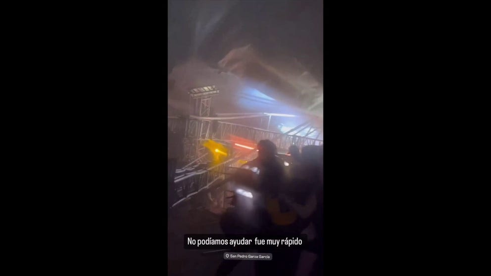 Video from a political rally in northeast Mexico on Wednesday shows the moments before and after a stage collapsed during severe thunderstorms. The local governor said at least nine people died and dozens were injured. (Credit: Anonymous via Storyful Anonymous)