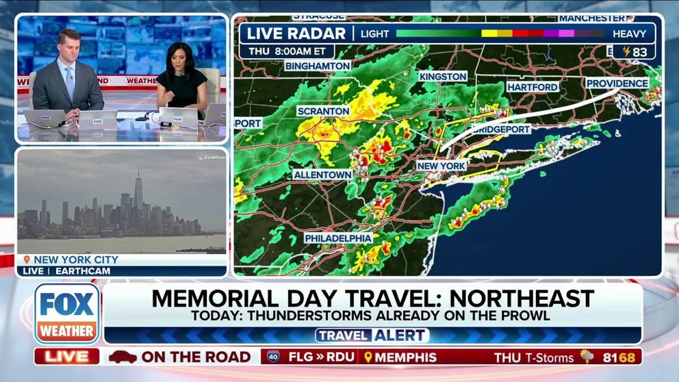 Thursday and Friday are expected to be the busiest travel days for Memorial Day weekend. Travelers are facing potential storms in the Northeast on Thursday but Friday offers more hope for travel plans. 