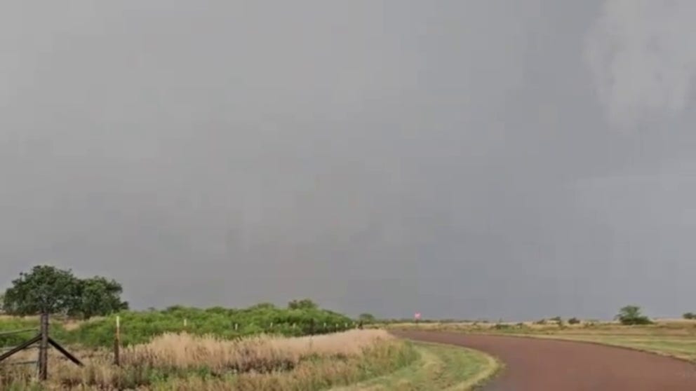 A multi-vortex tornado spotted in southwest Oklahoma on Thursday by  FOX Weather exclusive storm tracker Corey Gerken