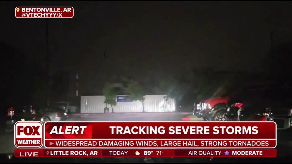Video in northwest Arkansas shows strong winds, flooding and possible tornado damage from a severe weather outbreak that moved through the area overnight into Sunday. 