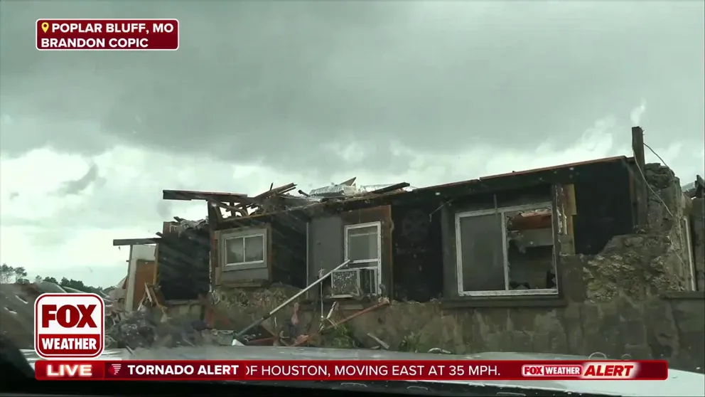 Several homes were damaged by a tornado near Poplar Bluff, Missouri, as severe storms rip across America's Heartland.