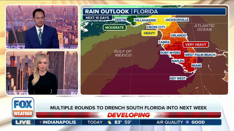 Record-high temperatures in Florida are in jeopardy of being broken as we prepare to close out the workweek, but behind that, the Sunshine State is bracing for tropical downpours that could lead to flooding.