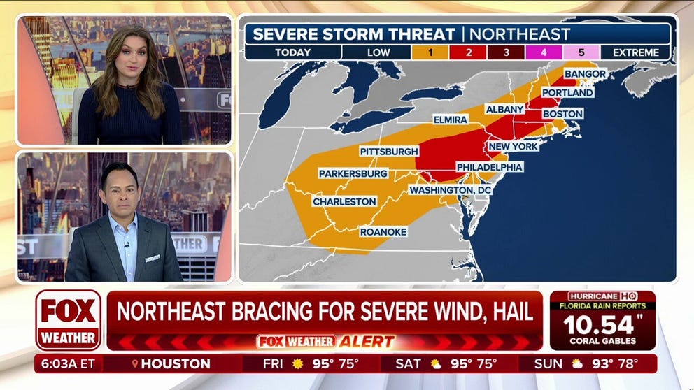 The brief warmup across the Northeast late this week will quickly be brought to a halt later Friday as a strong cold front swings through and fires up severe storms in the process.