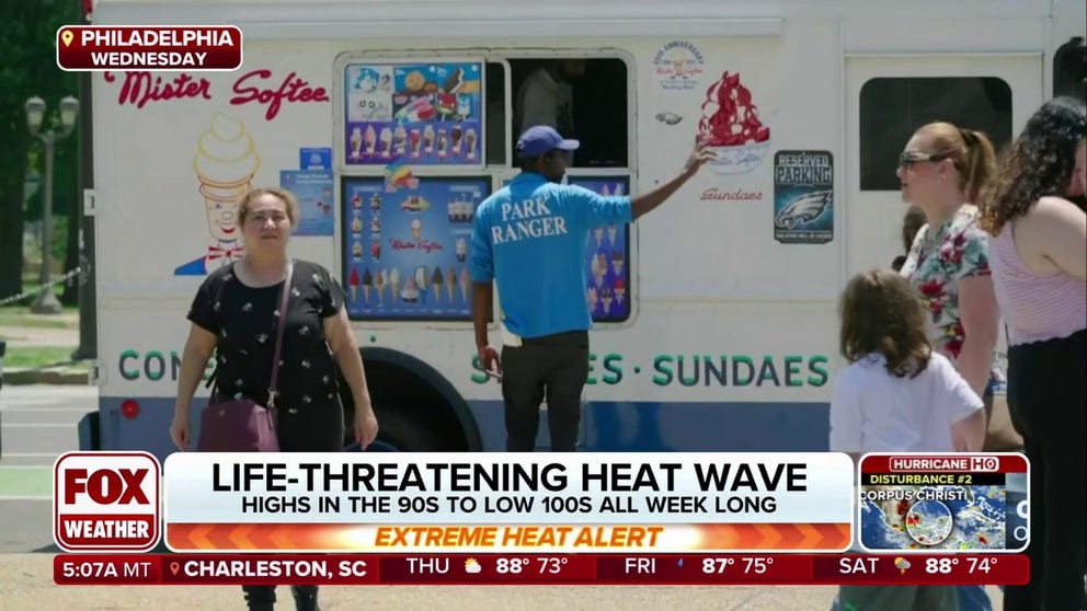 Temperatures continue to soar into the 90s across the Northeast, and sweltering heat is expected to continue through the weekend in many cities. FOX Weather Correspondent Katie Byrne is in Philadelphia, where a heat health emergency was declared amid the life-threatening heat wave.