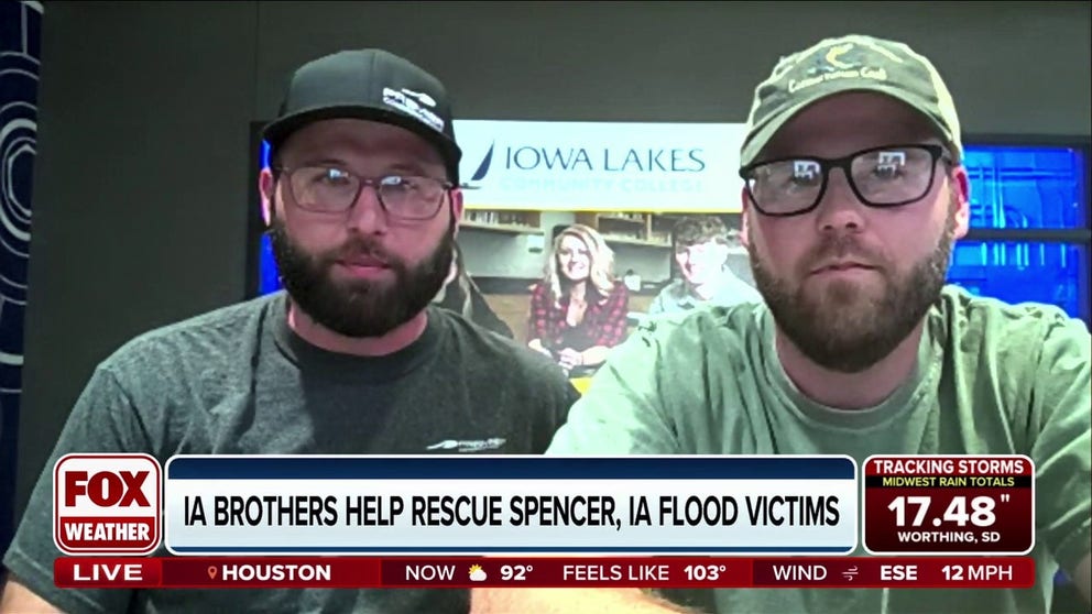 Two Iowa brothers, Drew and Aaron Howing, jumped into action over the weekend as devastating flooding left Spencer, IA, residents stranded and needing rescue. The brothers used their boat to rescue over 30 residents from their homes and even someone stuck inside their car. Drew and Aaron join FOX Weather to tell their story.
