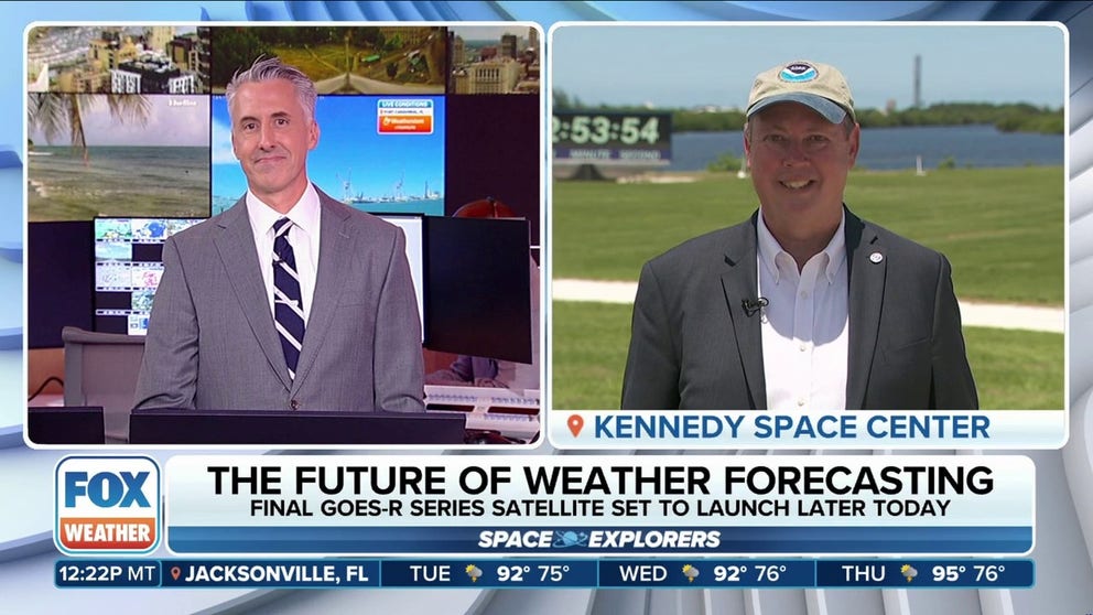 National Weather Service Director Ken Graham talks to FOX Weather about the upcoming launch of NOAA's GOES-U weather satellite. Graham said the new compact chronograph on this satellite will improve space weather forecasting for solar storms sending back data from the Sun every hour.
