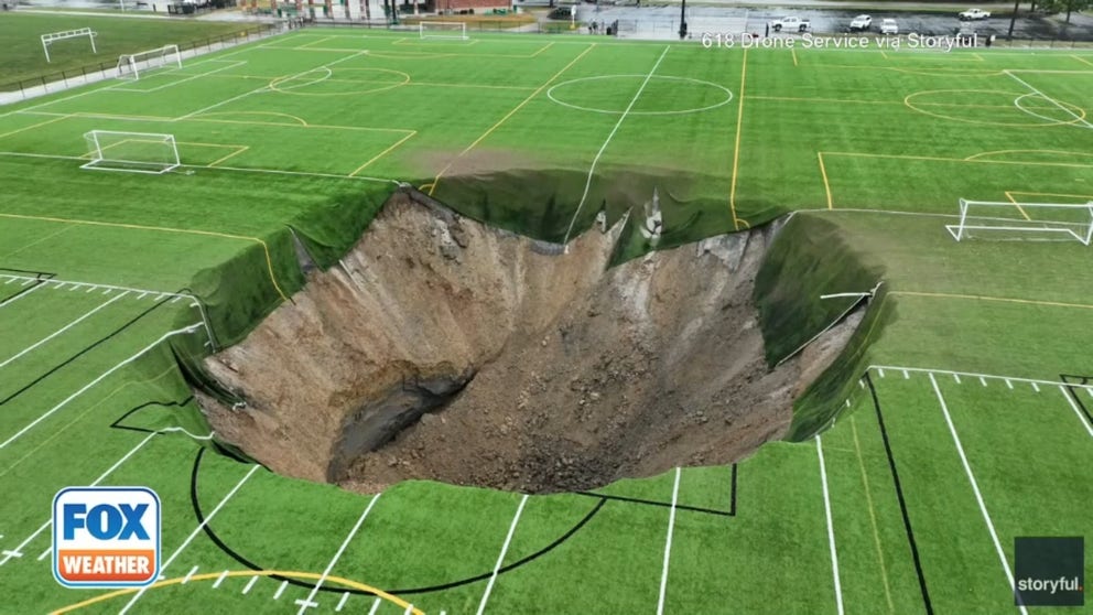 A park in Alton, Illinois, closed on Wednesday, June 26, after a giant sinkhole opened up in the middle of a soccer field.