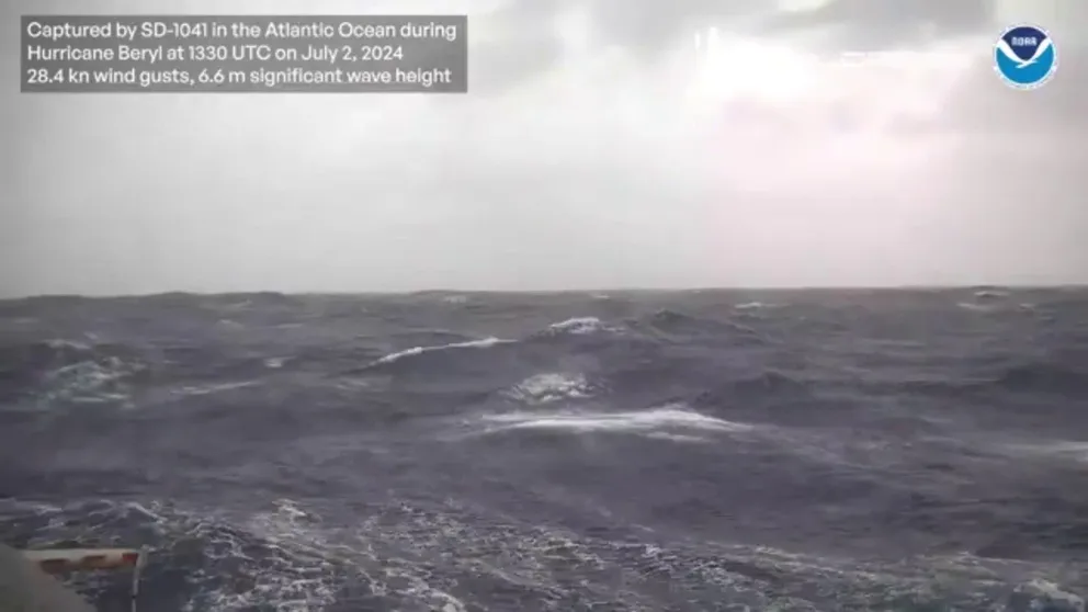 Saildrone Inc. said its uncrewed surface vehicle captured waves heights of 25 feet south of Puerto Rico. Hurricane Beryl was a Category 5, at the time, the strongest any hurricane had been in June.