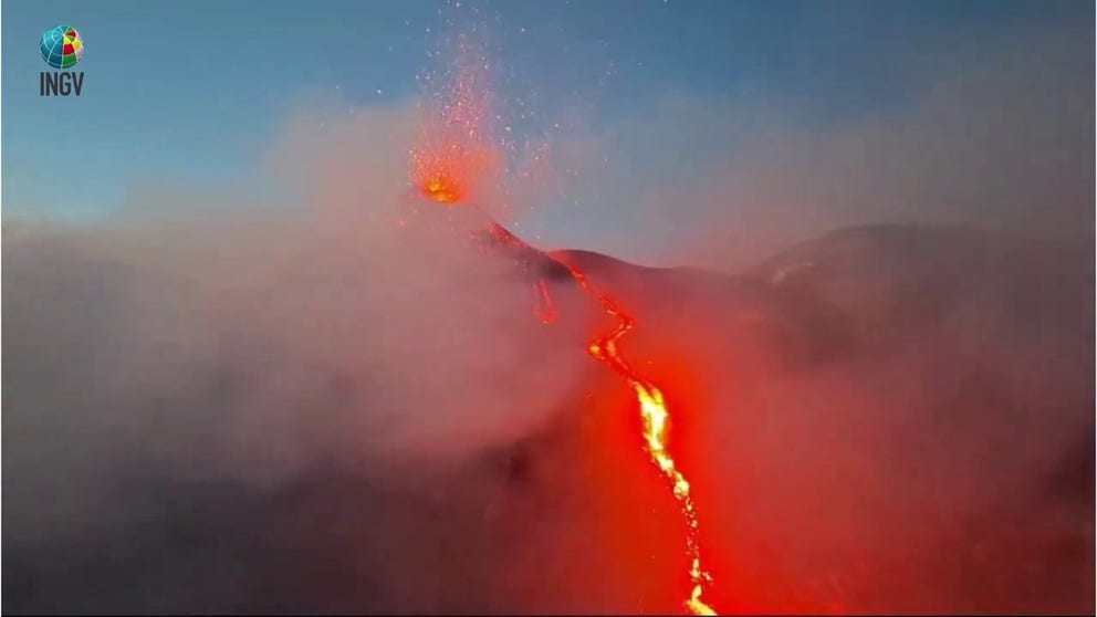 Intense Strombolian activity made for fiery footage at Mount Etna, as lava spewed from the Voragine crater on July 3, 2024.