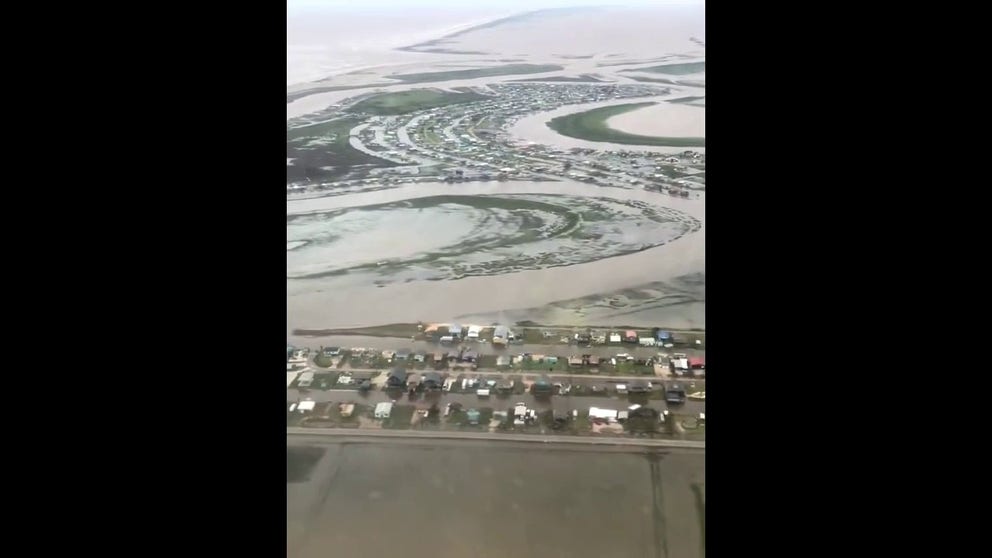 A video shared by the U.S. Coast Guard from a flight above the Texas coastline after Hurricane Beryl shows significant damage and flooding near Sargent.