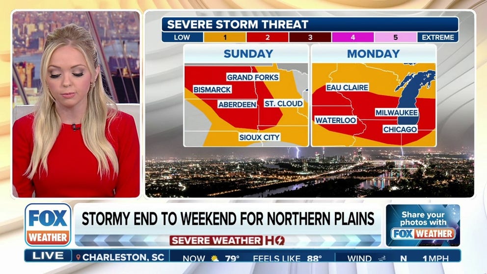 It could be a storm end to the weekend for millions of people from portions of the Plains and Upper Midwest to the Great Lakes on Sunday, with cities across the region bracing for severe thunderstorms capable of producing large hail, damaging wind gusts and possible tornadoes.