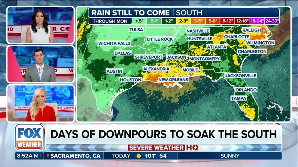 Potentially Record Breaking Stretch Of Wet Weather Set To Blast Southern Us Latest Weather 5484