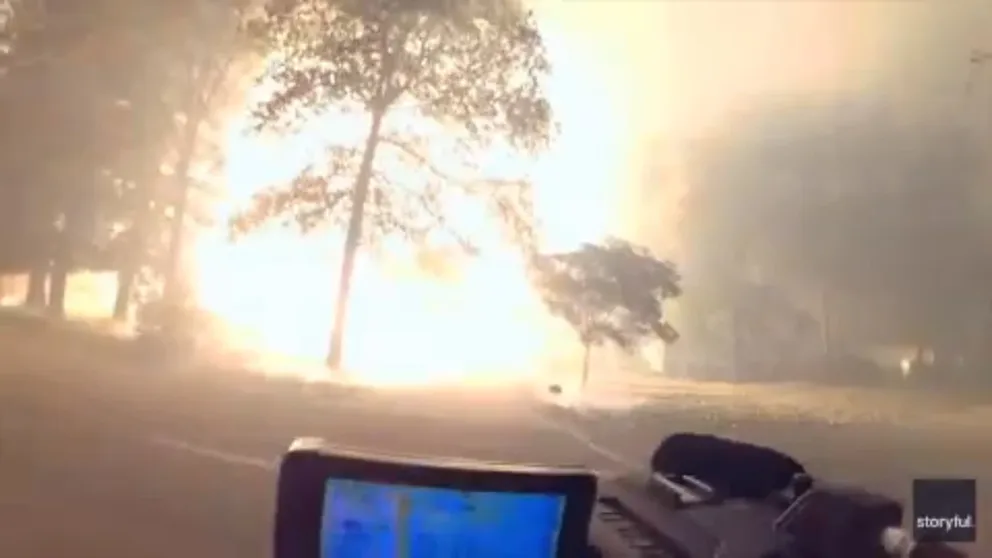 The Park Fire has now consumed several homes outside Chico as it swells to over 150,000 acres. One home exploded Wednesday as the flames tore through a neighborhood. (Video courtesy: AIO Filmz Media via Storyful)