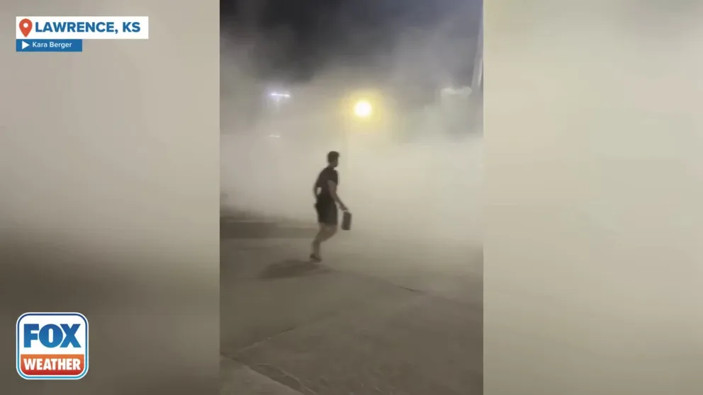 Kara Berger received a Severe Thunderstorm Warning alert on her phone Wednesday evening while watching her husband's softball game in Lawrence, Kansas. The wind speed increased within five minutes of the warning, as intense straight-line winds made it difficult to walk.