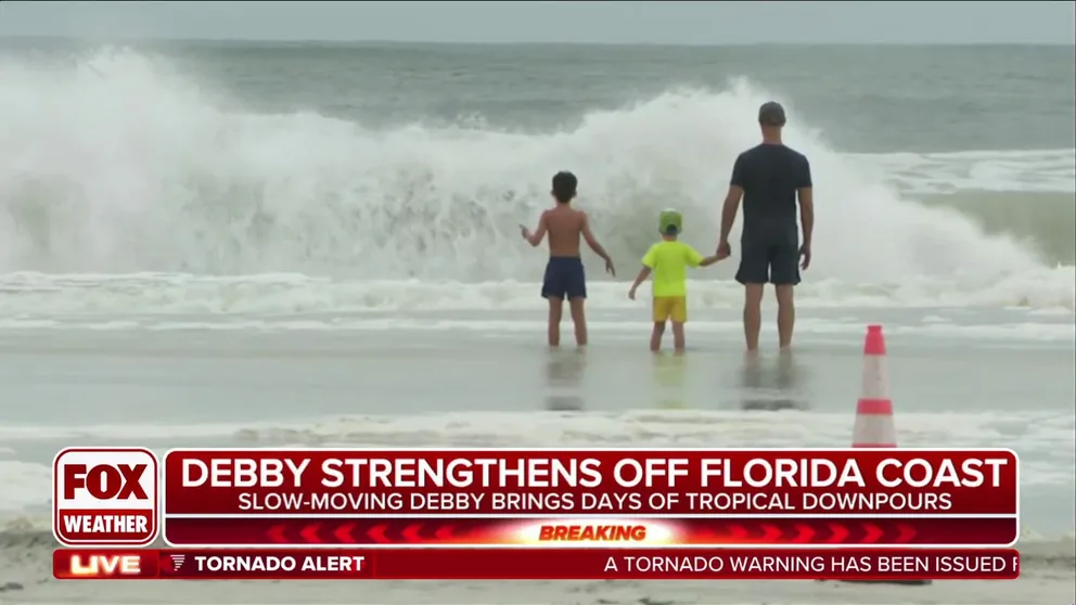 Tropical Storm Debby is already dumping heavy rain and producing rough seas along the Gulf Coast of Florida as it moves closer to landfall Monday.