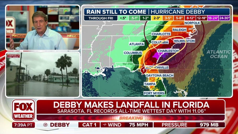 FOX Weather Hurricane Specialist Bryan Norcross explains why Tropical Storm Debby's slow movement could cause catastrophic flooding across the Southeast this week where more than 24 inches of rain are forecast. 