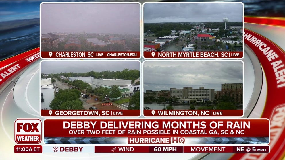 Tropical Storm Debby is expected to dump torrential rain along the Eastern Seaboard, which could lead to catastrophic flooding as rainfall amounts could exceed 25 inches, the National Hurricane Center warns.