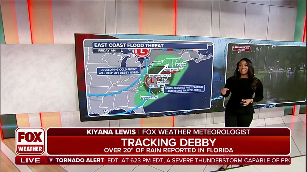 Debby brings a significant flooding threat for the Northeast, with some parts under a tornado threat. Aug. 8, 2024.