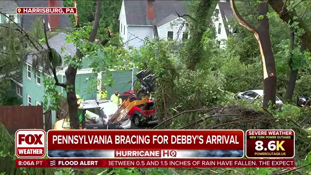 FOX Weather's Katie Byrne reports from Harrisburg, Pennsylvania, where residents are cleaning up debris left by severe storms caused by the remnants of Debby.