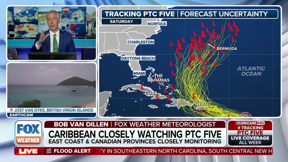 A tropical disturbance is expected to become Tropical Storm Ernesto as it reaches the Leeward Islands. The National Hurricane Center forecast shows it strengthening within the next two days before hitting the Caribbean islands. 