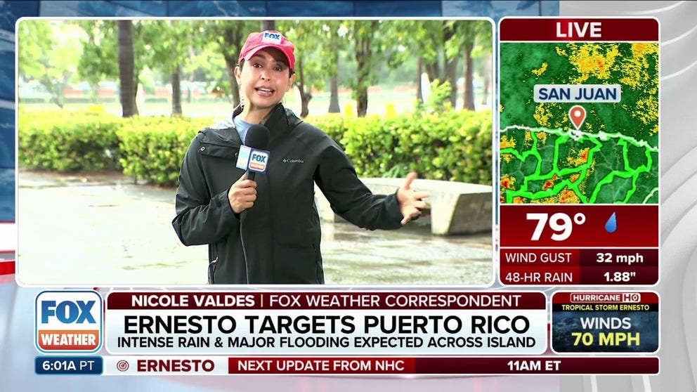 FOX Weather's Nicole Valdes reports form Puerto Rico after parts of the island have been hit with high winds and heavy rain from Tropical Storm Ernesto.