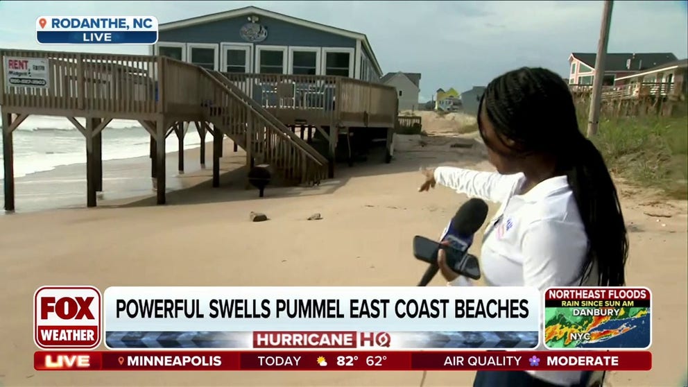 Even as Hurricane Ernesto races away from North America its impacts continue be felt up and down the eastern seaboard as dangerous surf is slamming beaches on the East Coast. FOX Weather Correspondent Brandy Campbell reports from Rodanthe. North Carolina where a home was lost to rough surf over the weekend. 