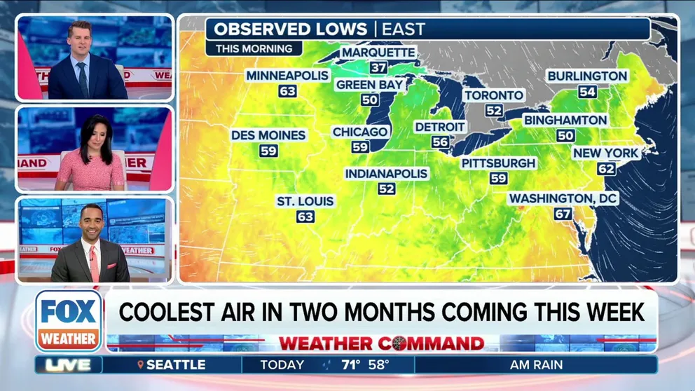 Millions of people from the Midwest to the Northeast are getting a brief taste of fall-like temperatures, but the break from summer heat won't last too long.