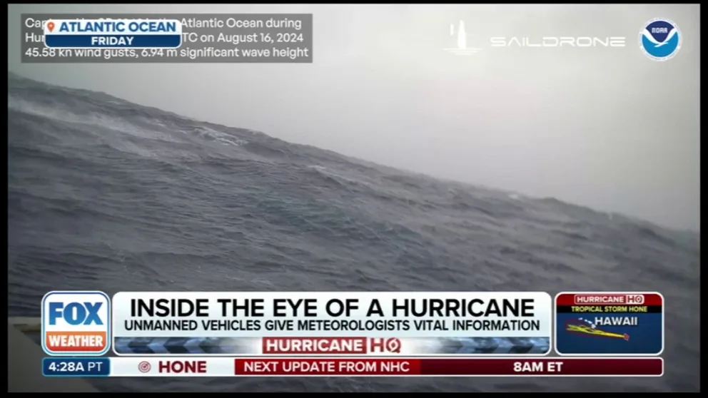 Saildrones have been used to gather data from inside ocean storms. Saildrone Explorer SD 1045, which passed through Hurricane Ernesto, braved 30-foot waves and strong winds to collect data. Brian Connon, vice president of Saildrone's Ocean Mapping, is joining FOX Weather to provide more information about the work being done by these unmanned vehicles.