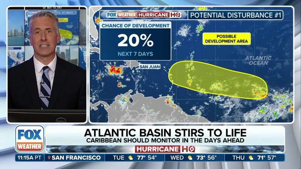 The FOX Forecast Center is keeping a close eye on newly designated Potential Disturbance No. 1, which could begin to develop over the Labor Day weekend or early next week. Any impacts to land would likely not occur until later next week.