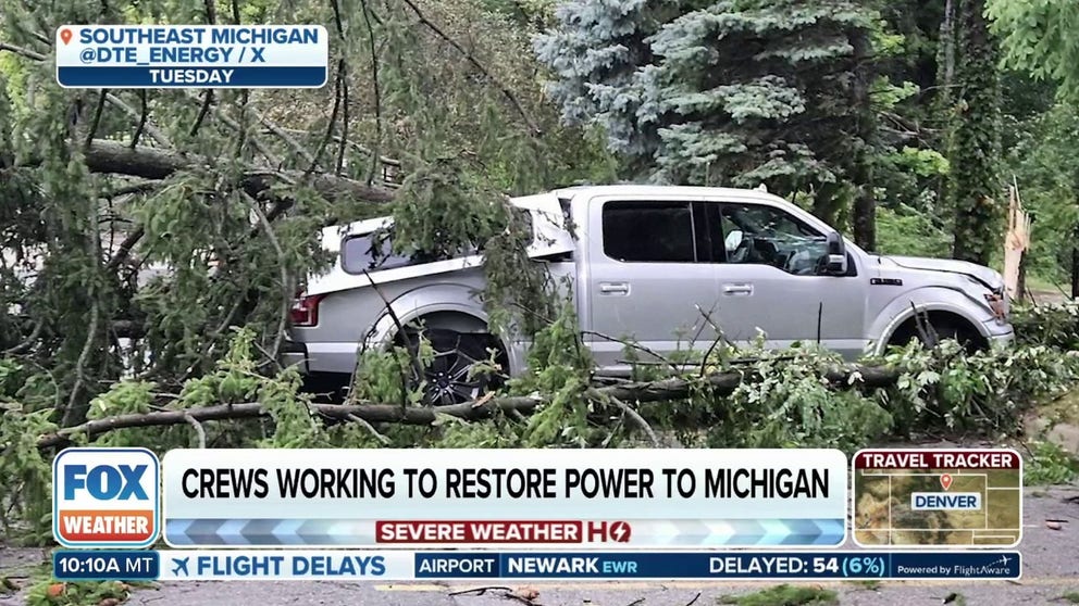 Crews are continuing to work to restore power to hundreds of thousands of utility customers after severe weather barrels across portions of the Great Lakes region and the Midwest on Tuesday.