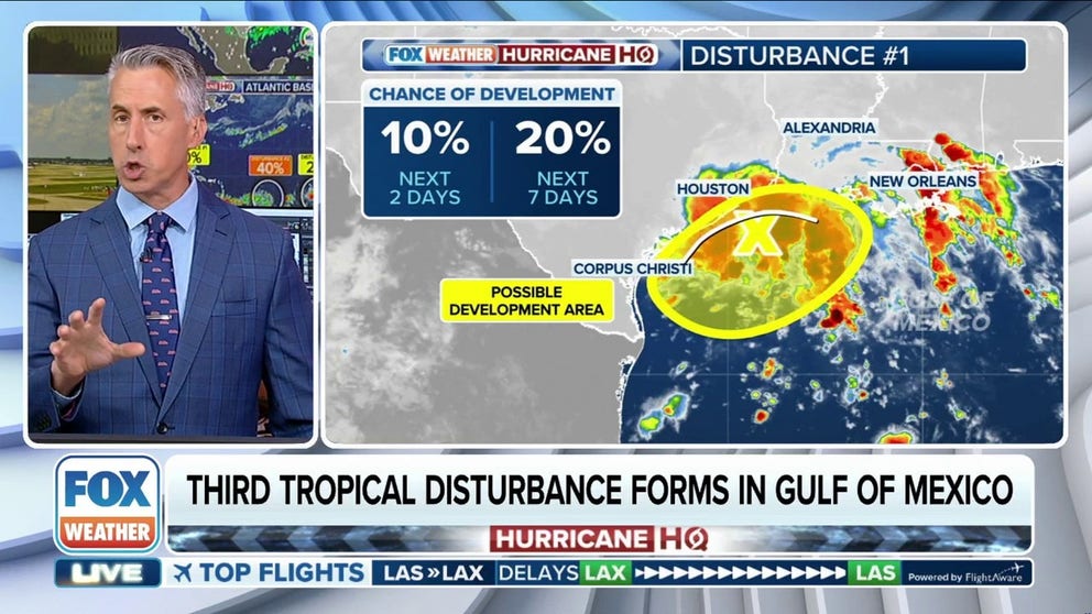 The National Hurricane Center tagged an area off the Texas coast Friday for possible tropical development. FOX Weather Meteorologist Bob Van Dillen has the latest forecast. 