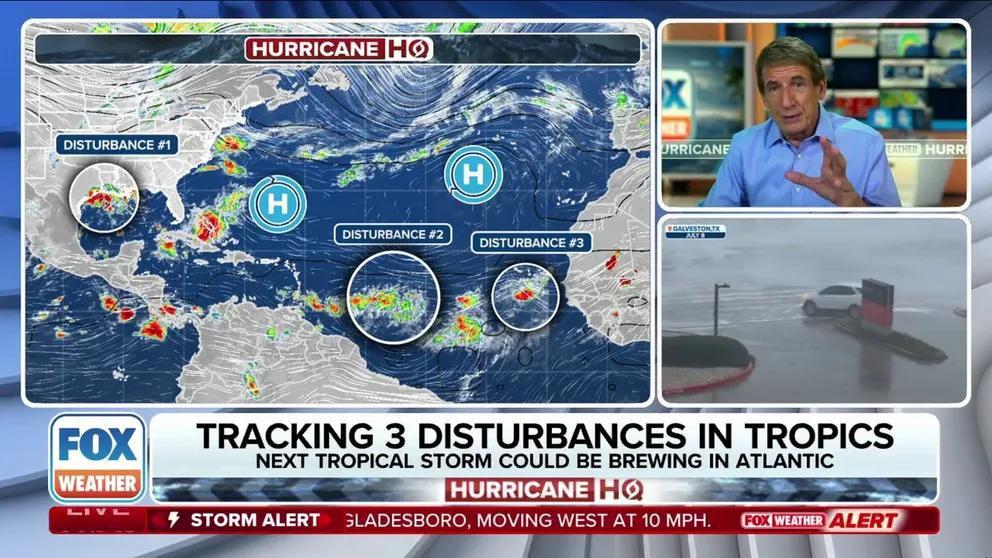 FOX Weather Hurricane Specialist Bryan Norcross provides analysis on the three disturbances currently brewing in the Atlantic. Aug. 30, 2024.