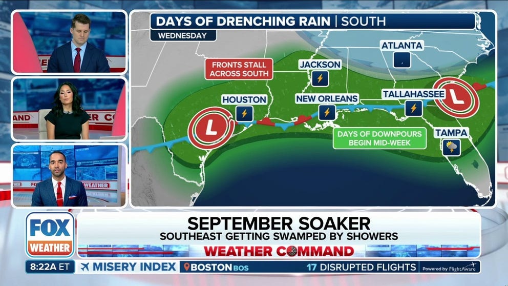 The FOX Forecast Center is tracking days of storms across the South with the threat of flash flooding every day this week.