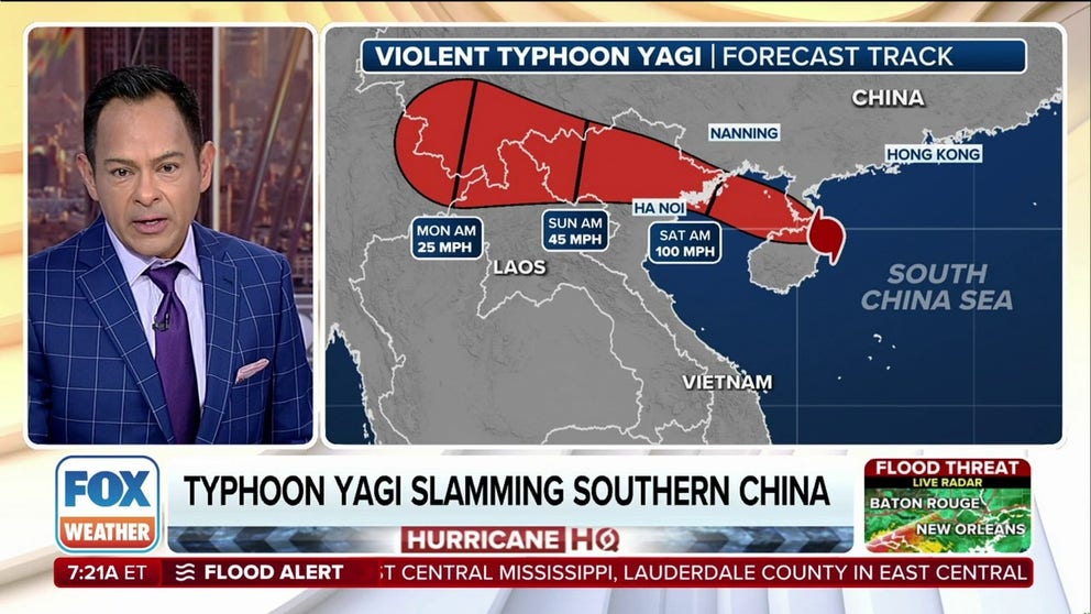 Typhoon Yagi has strengthened significantly this week and has now made landfall in southern China, specifically on the island of Hainan. 