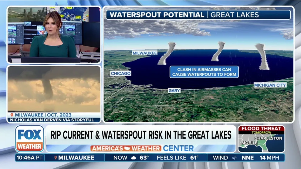 Dangerous lake conditions are possible this weekend along the Great Lakes with deadly rip currents and the potential for waterspouts.