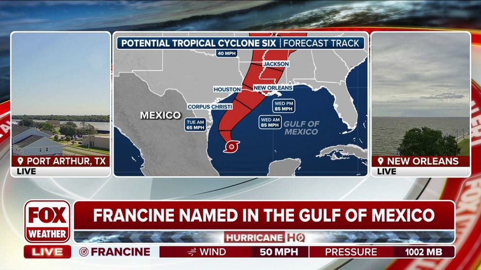 FOX Weather Hurricane Specialist Bryan Norcross provides his analysis on Tropical Storm Francine after the National Hurricane Center named the storm on Monday. The current forecast shows a possible Category 1 landfall in Louisiana around Wednesday evening. 