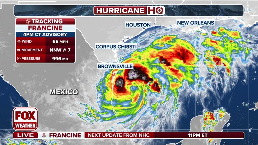 The latest advisory for Tropical Storm Francine strengthening, prompting a Hurricane Warning for a portion of the Louisiana coast. 