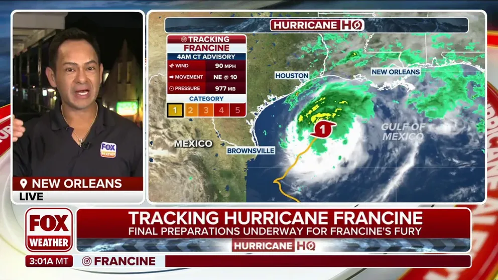 Hurricane Francine on collision course with Louisiana, set to make landfall Wednesday afternoon | Latest Weather Clips | FOX Weather