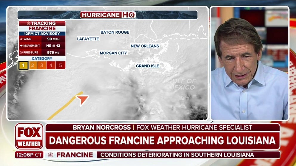 FOX Weather Hurricane Specialist Bryan Norcross talks about the future of Hurricane Francine as it moves closer to landfall in Louisiana. 