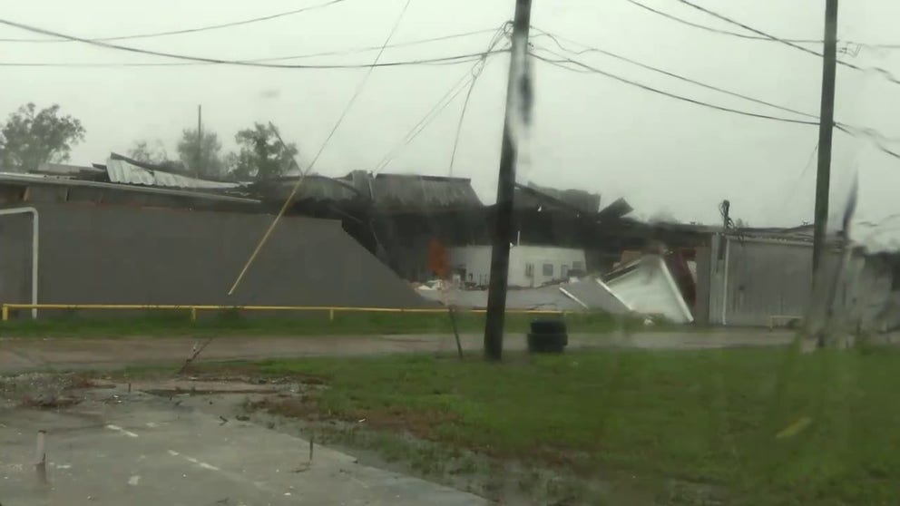 FOX Weather Storm Chaser Brandon Copic was in Houma, Louisiana after Hurricane Francine's landfall when near 100 mph winds ripped apart a building. 