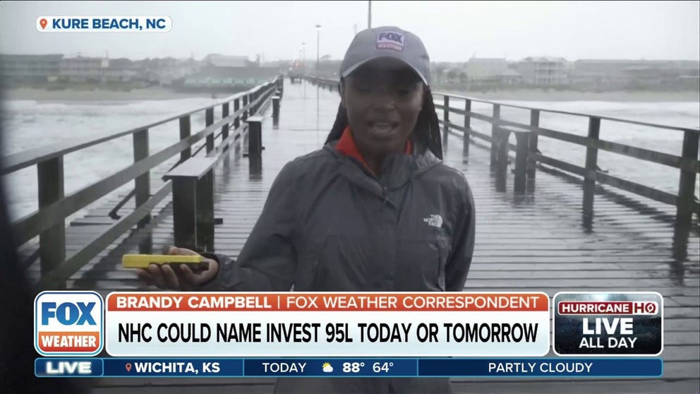 FOX Weather Correspondent Brandy Campbell reports live from Kure Beach, North Carolina, where all eyes are on Invest 95L off the Southeast coast. Regardless of development, the system is likely to bring gusty winds, heavy rain, coastal flooding and dangerous beach conditions to portions of the Southeast and mid-Atlantic coasts over the next couple of days.