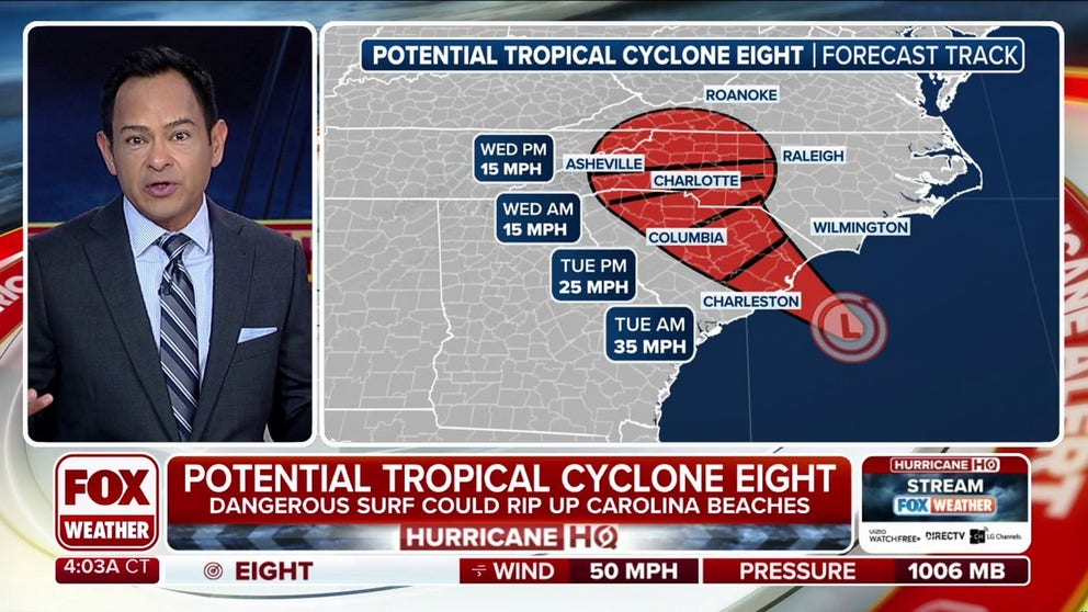 Potential Tropical Cyclone 8 to bring heavy rain, flooding to Carolinas ...