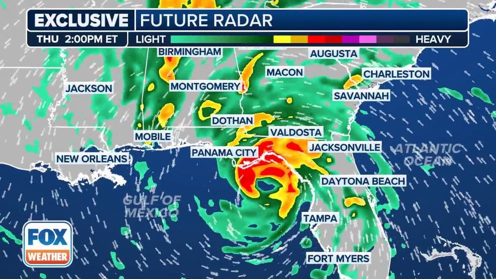 The exclusive FOX Model Futuretrack shows the potential future radar for Invest 97L as the system enters the Gulf of Mexico.