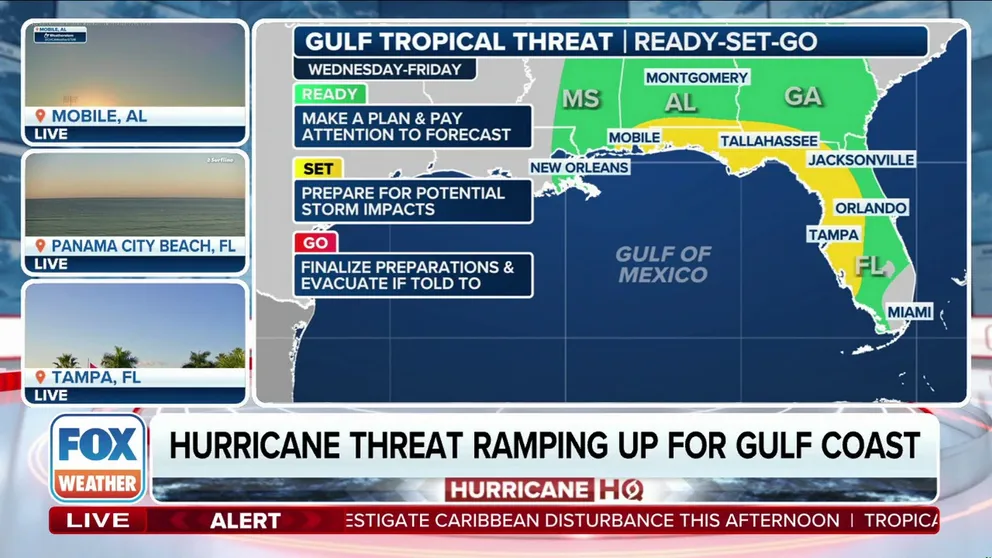 Preparations are underway in communities along the U.S. Gulf Coast from Louisiana to Florida as Invest 97L continues to get better organized in the Caribbean and is expected to strengthen into Tropical Storm or Hurricane Helene in the coming days.