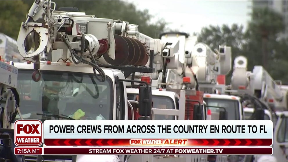 Utility crews from across the United States are en route to Florida to help with power restoration efforts after Helene moves out of the region.