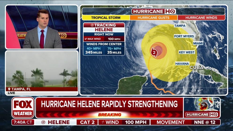 Hurricane Helene strengthens into Category 2 hurricane on approach to ...