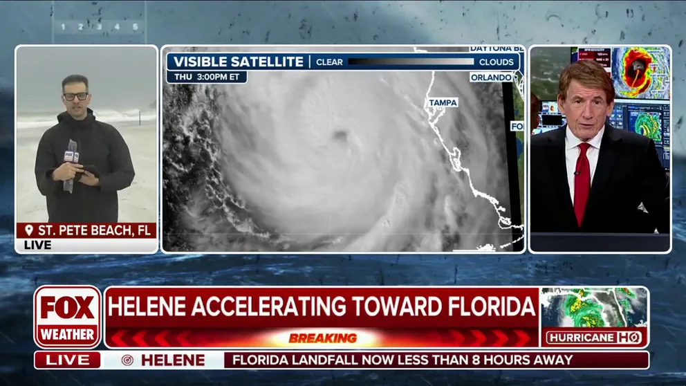 Hurricane Helene is accelerating toward the Big Bend of Florida at 21 mph with maximum sustained winds of 120 mph, according to the latest advisory from the National Hurricane Center. FOX Weather Hurricane Specialist Bryan Norcross provides his analysis. Sept. 26, 2024.