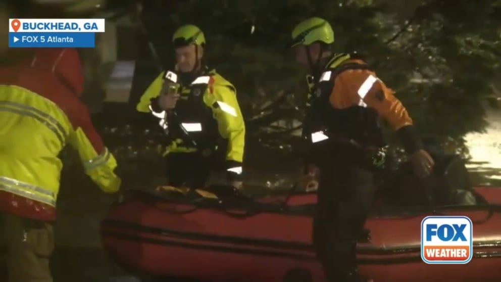 Water rescues were ongoing Friday morning at Peachtree Corners Apartments in Buckhead, Georgia, as flood waters caused by drenching rains have risen from Hurricane Helene's arrival in metro Atlanta.