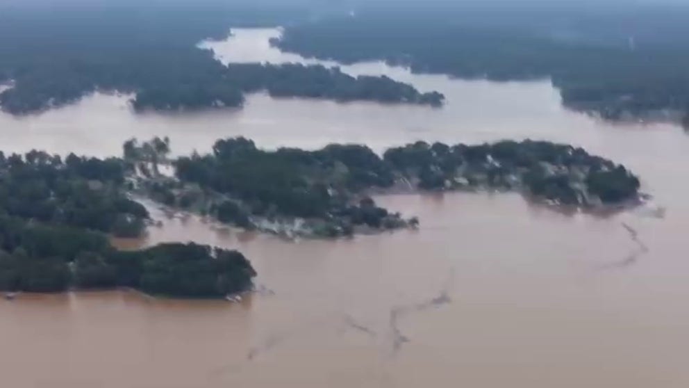 Aerial footage captured by the North Carolina National Guard provides a dramatic look at the scope of catastrophic flooding caused by the effects of Hurricane Helene when the deadly storm swept across the Southeast and mid-Atlantic after making landfall in Florida last week.