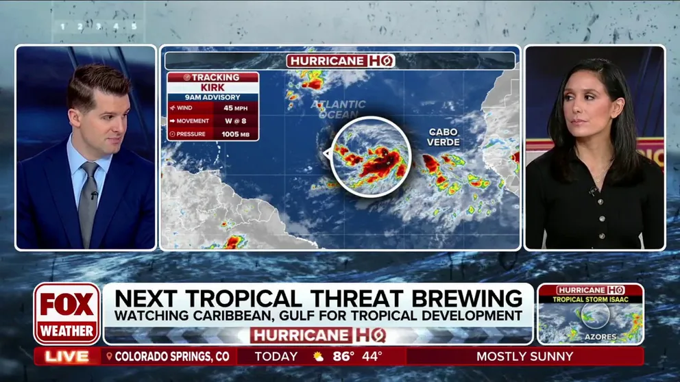 Tropical Storm Kirk has formed in the Atlantic and is forecast to become a major hurricane.